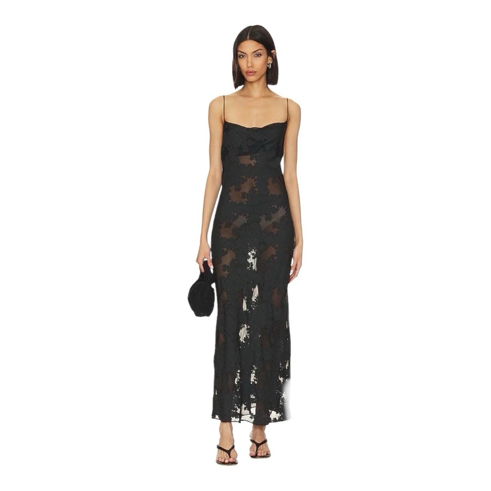 Revolve LPA  Maxi Dress Women's XS Black Sheer gown Sleeveless Club Party